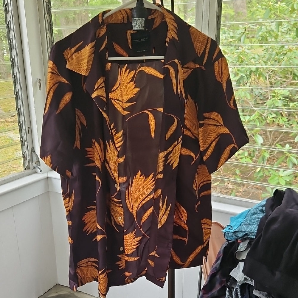 Men's Black and Orange Tropical Jacket
